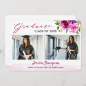 写真モダンコラージュフローラ卒業パーティー2 招待状 (正面/裏面)