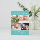 写真モダンコラージュベビーのお知らせ ポストカード (スタンド正面)