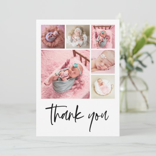 写真モダンコラージュベビー誕生ありがとう 案内状 (スタンド正面)