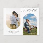 写真モダンコラージュミニマルウェディング日付の保存 ポストカード (正面)