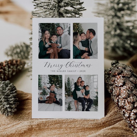 写真モダンコラージュ付きクリスマスカード 招待状