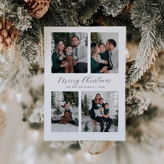 写真モダンコラージュ付きクリスマスカード 招待状