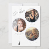 写真モダンコラージュ卒業サークルホワイト 案内状 (正面)