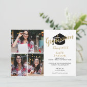 写真モダンコラージュ卒業パーティー招待状 招待状 (スタンド正面)