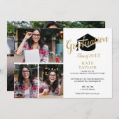 写真モダンコラージュ卒業パーティー招待状 招待状 (正面/裏面)