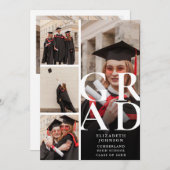 写真モダンコラージュ卒業パーティー招待状 招待状 (正面/裏面)