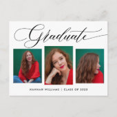 写真モダンコラージュ卒業パーティー招待状 案内ポストカード (正面)