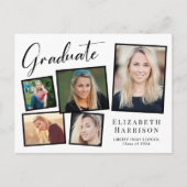 写真モダンコラージュ卒業パーティー インビテーションポストカード (正面)
