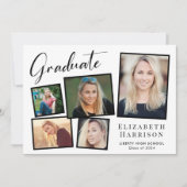 写真モダンコラージュ卒業パーティー 招待状 (正面)