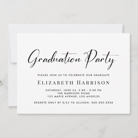 写真モダンコラージュ卒業パーティー 招待状 (裏面)