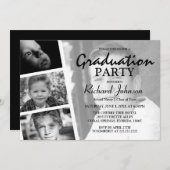 写真モダンコラージュ卒業パーティー 招待状 (正面/裏面)