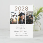 写真モダンコラージュ卒業パーティー 招待状 (スタンド正面)