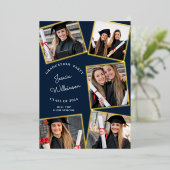 写真モダンコラージュ卒業党 箔招待状 (立ち正面)