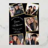写真モダンコラージュ卒業党 箔招待状 (正面)