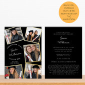 写真モダンコラージュ卒業党 箔招待状