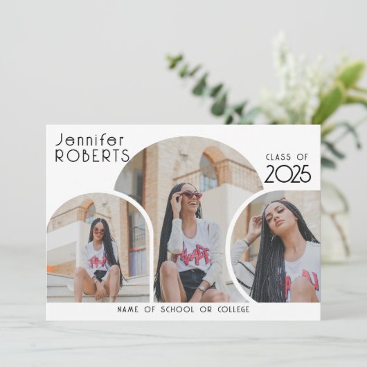 写真モダンコラージュ卒業発表 シーズンカード (スタンド正面)