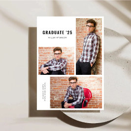 写真モダンコラージュ卒業発表 招待状