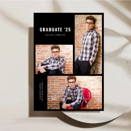 写真モダンコラージュ卒業発表 招待状