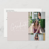 写真モダンコラージュ卒業発表 案内ポストカード (正面/裏面)