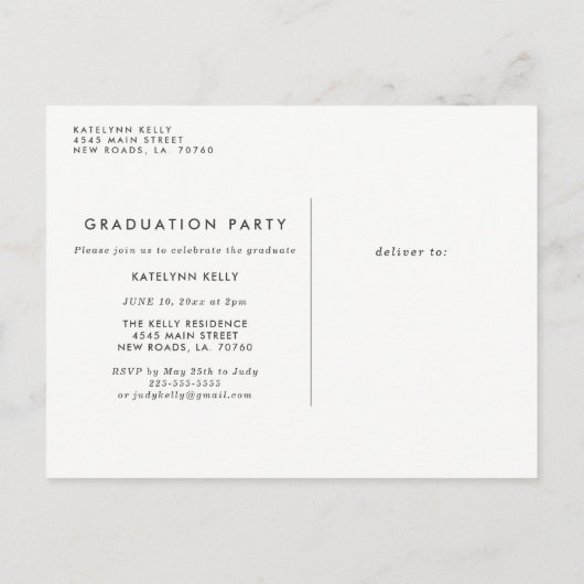 写真モダンコラージュ卒業発表 案内ポストカード (裏面)