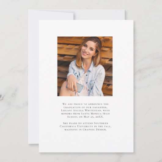 写真モダンコラージュ卒業白番 案内状 (裏面)