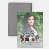 写真モダンコラージュ卒業記念 | ヘビーホワイト マグネット (正面/裏面)