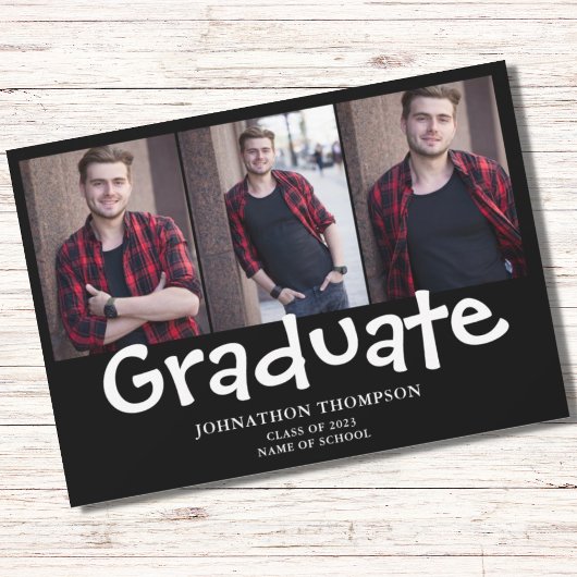 写真モダンコラージュ卒業 案内状