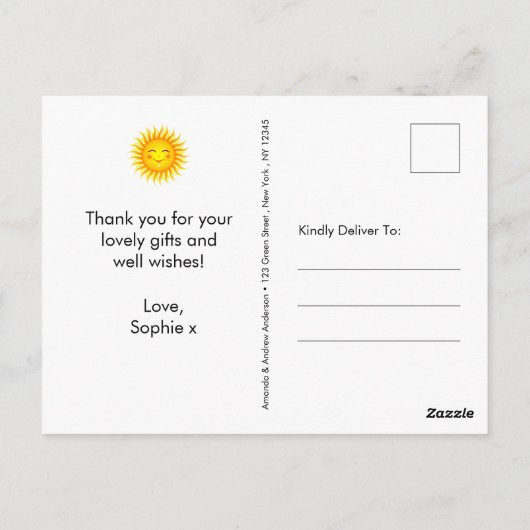 写真モダンコラージュ子供の誕生日ありがとう ポストカード (裏面)