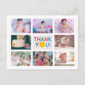 写真モダンコラージュ子供の誕生日ありがとう ポストカード (正面)