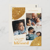 写真モダンコラージュ家族クリスマスホリデー ポストカード (正面/裏面)