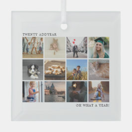 写真モダンコラージュ家族クリスマス ガラスオーナメント