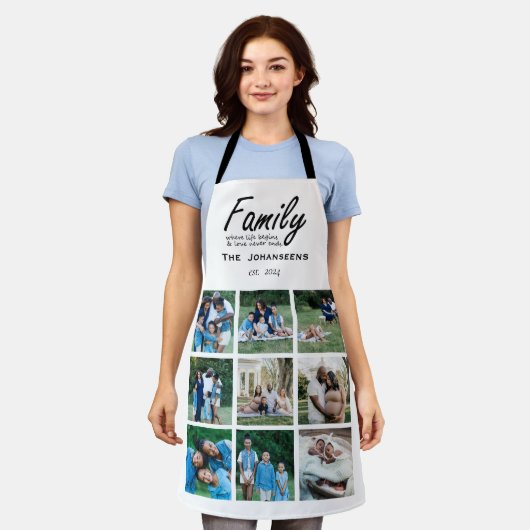 写真モダンコラージュ家族引用文タイポグラフィ名 エプロン (着用した状態)