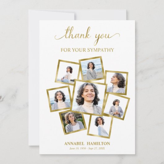写真モダンコラージュ悔やみや弔慰ありがとう 招待状 (正面)