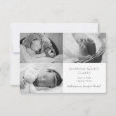 写真モダンコラージュ新生児誕生発表 案内状 (裏面)