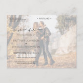 写真モダンコラージュ日付の保存 案内ポストカード (裏面)