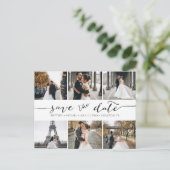 写真モダンコラージュ日付の保存 案内ポストカード (スタンド正面)