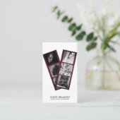 写真モダンコラージュ木材の背景 名刺 (スタンド正面)