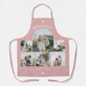 写真モダンコラージュ母の日ピンク エプロン (正面)