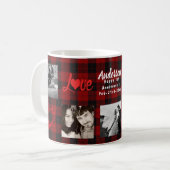 写真モダンコラージュ水牛の格子柄の愛 コーヒーマグカップ (正面左)