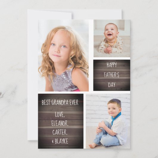 写真モダンコラージュ父のおじいちゃんの日用カード 招待状 (正面)