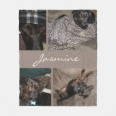 写真モダンコラージュ犬トープ フリースブランケット (正面)