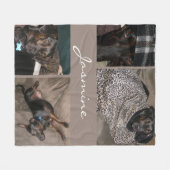 写真モダンコラージュ犬トープ フリースブランケット (正面(横))