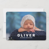 写真モダンコラージュ生まれたばかりの男の赤ちゃん誕生 案内状 (正面)