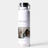 写真モダンコラージュ白ボーナス母マザーズ日 ウォーターボトル (背面)