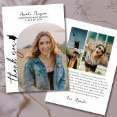 写真モダンコラージュ白黒卒業 サンキューカード