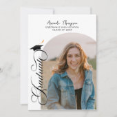 写真モダンコラージュ白黒卒業 招待状 (正面)