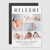 写真モダンコラージュ磁気出産の発表 マグネット招待状 (正面/裏面)