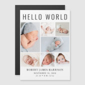写真モダンコラージュ磁気出産の発表 マグネット招待状 (正面/裏面)