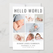 写真モダンコラージュ磁気出産の発表 マグネット招待状 (正面)