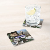 写真モダンコラージュ紫の追加 スクエアペーパーコースター (インサイチュ)